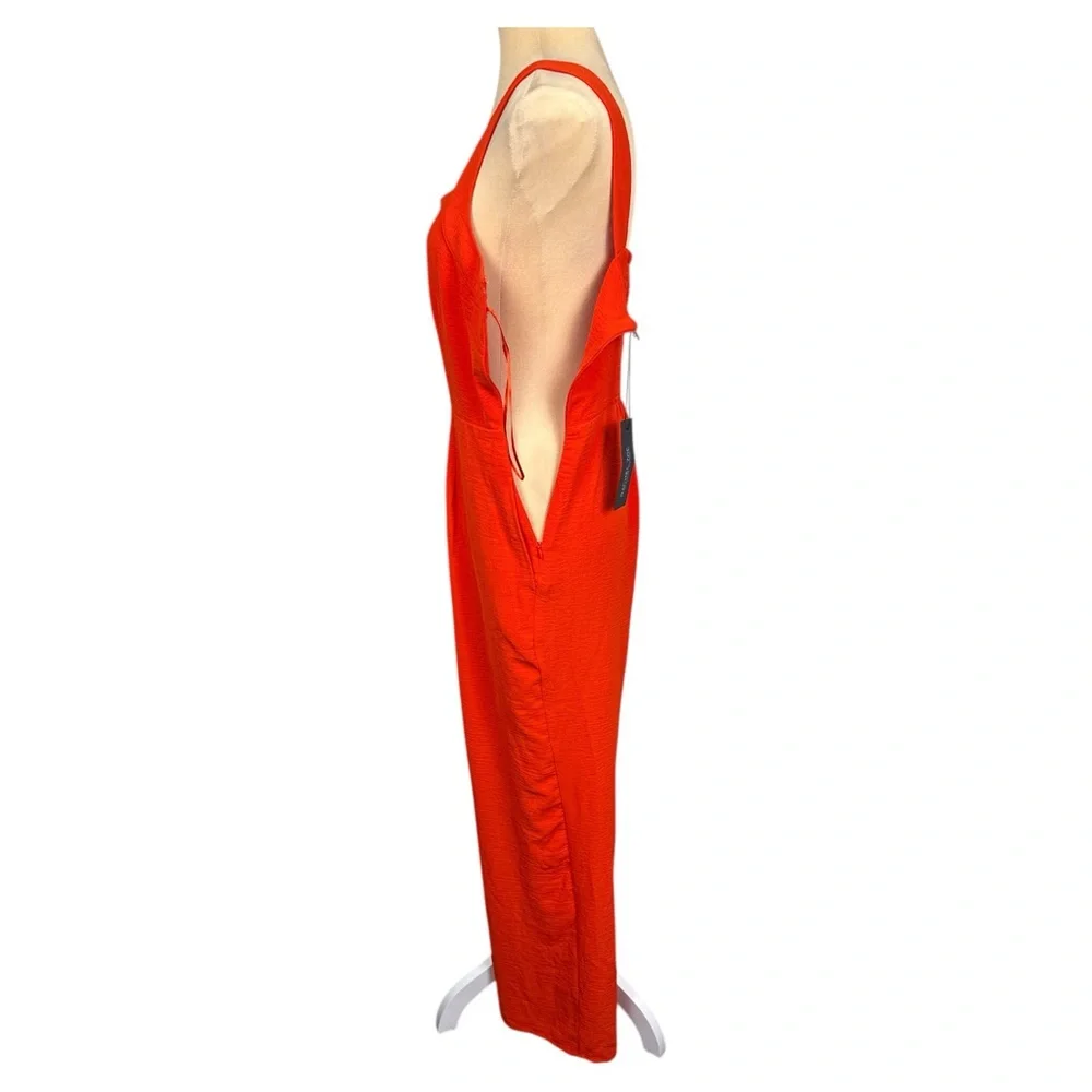 NWT Rachel Zoe Orange Square Bodice Smocked Back Tank Jumpsuit Romper Size 4 🔥🍊